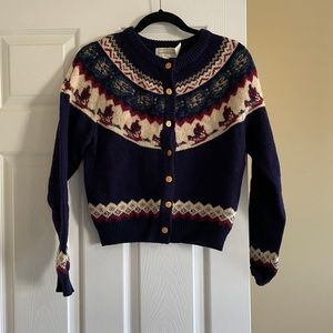 Eagle’s Eye Blue 100% Wool Button Up Cardigan